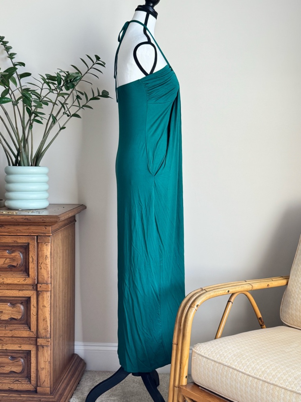 NWT HALARA Teal Strapless Halter Maxi Dress - Picture 2 of 6